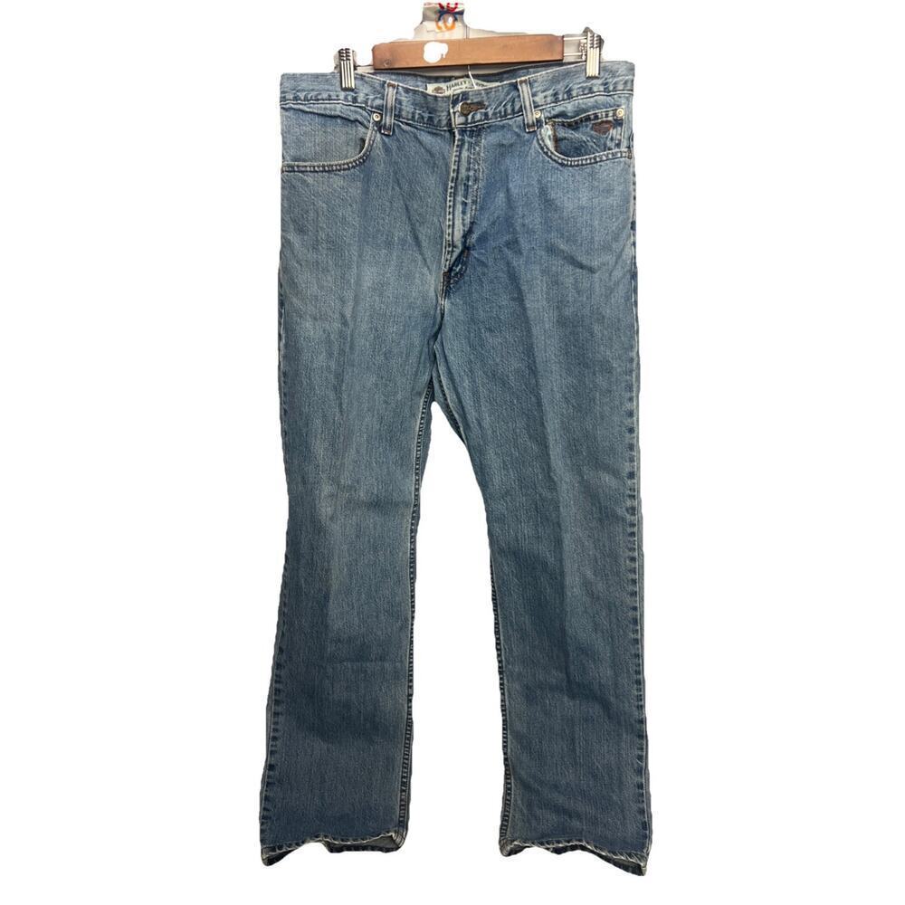 Harley-Davidson Jeans Mens 34x30 Blue Denim Straight Leg Biker Motorcycle Pants